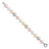 Majestik Sterling Silver Rhodium-plated 12-13mm Multi-Color Imitation Shell Pearl Hand-knotted Bracelet